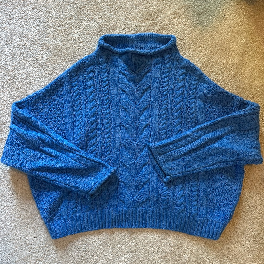 Pilcro Blue Cable Knit Women's Sweater